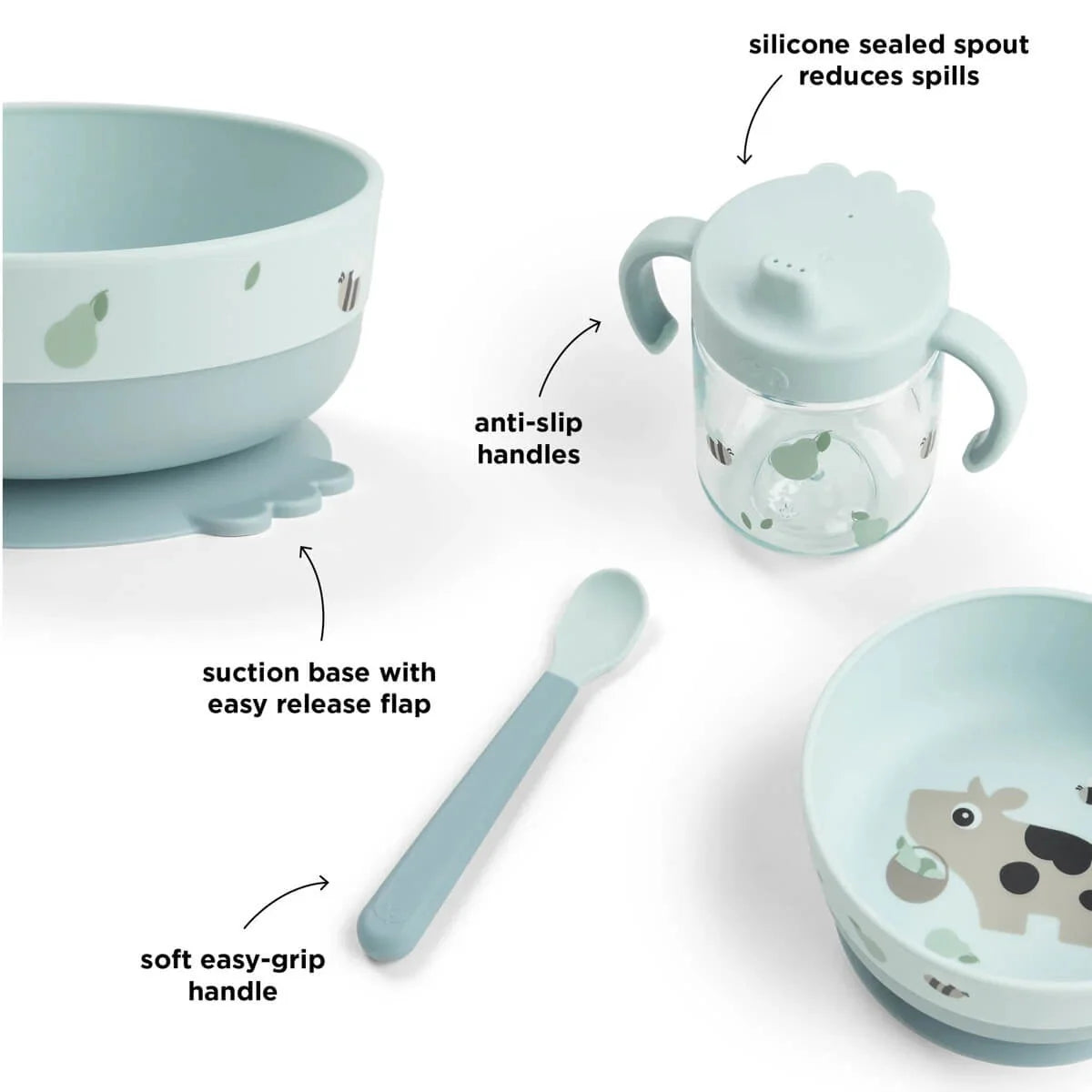 Done by Deer - Prvi jedilni set Foodie Tiny Farm - Blue