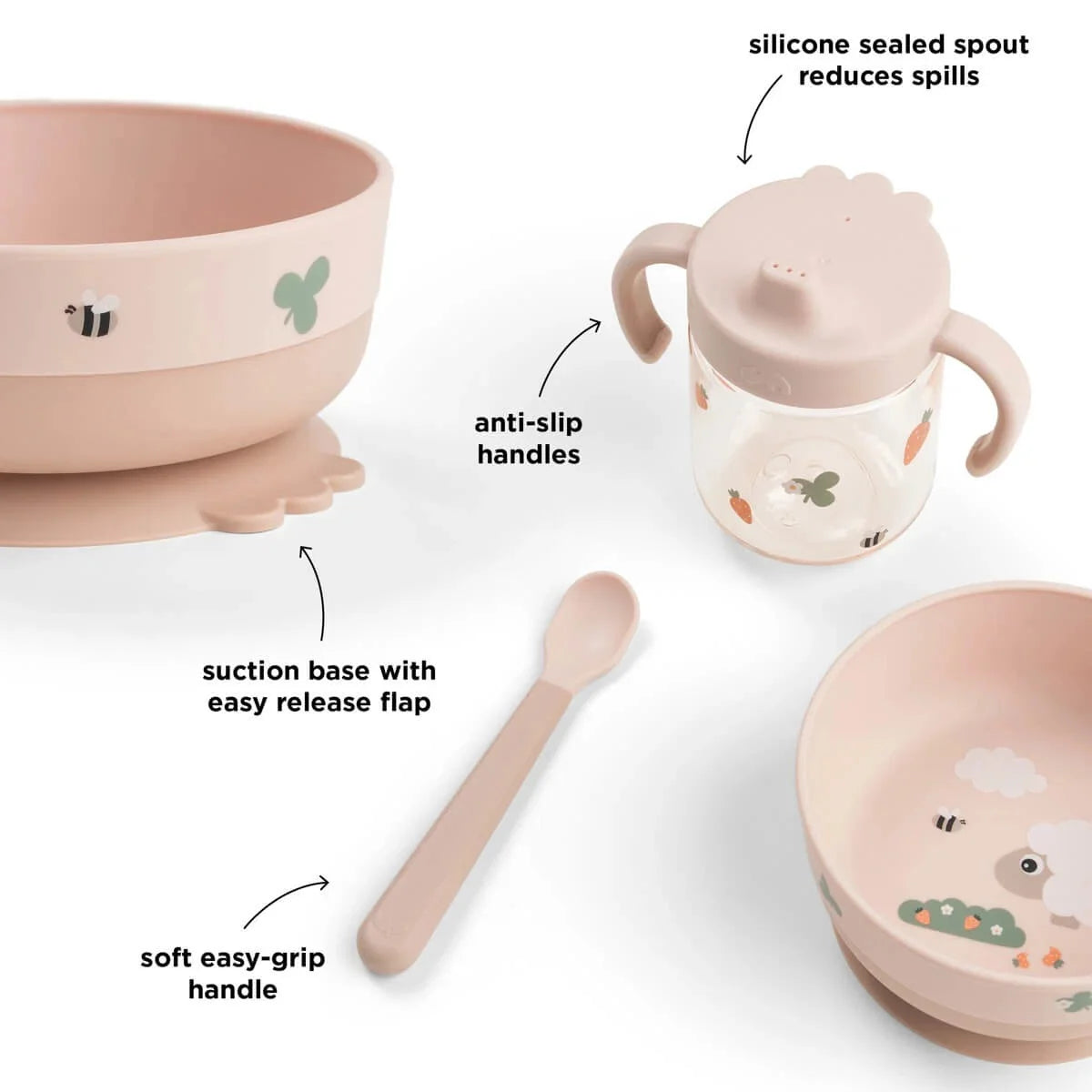 Done by Deer - Prvi jedilni set Foodie Tiny Farm - Powder