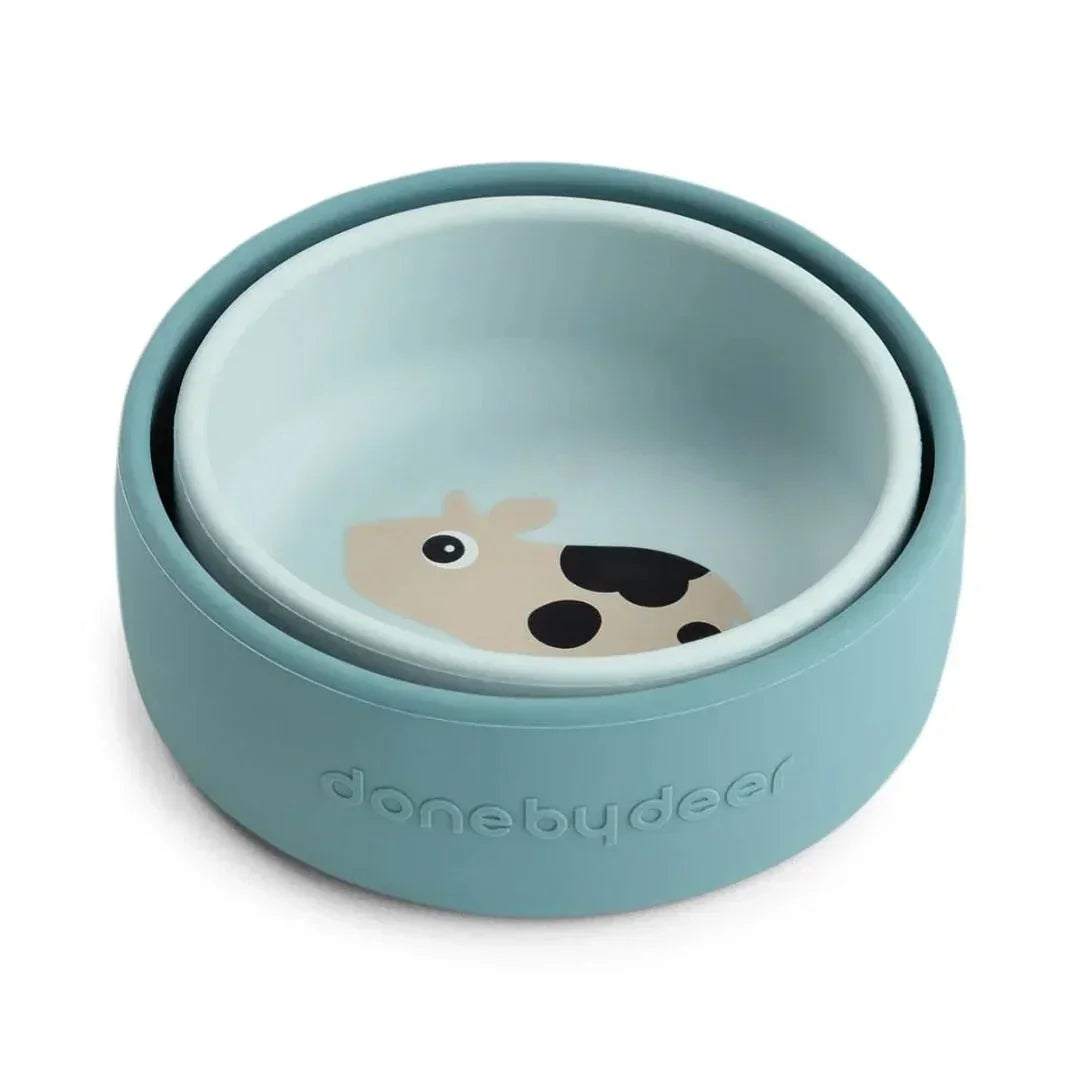 Done by Deer - Silikonska skledica Dotti - Blue 2 kosa