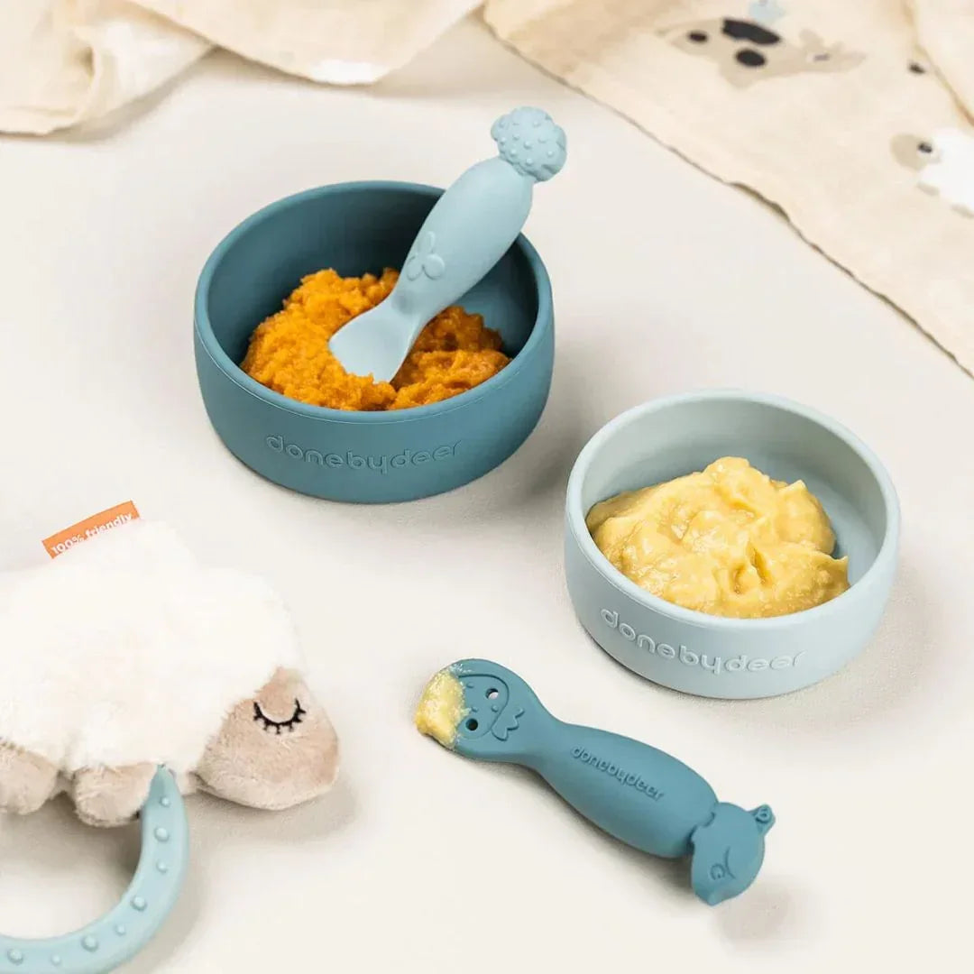 Done by Deer - Silikonska skledica Dotti - Blue 2 kosa