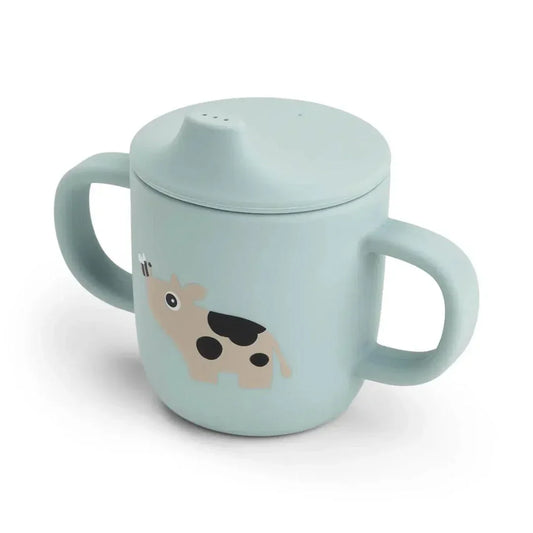 Done by Deer - Tiny Farm Silicone Cup with Lid and Handles - Blue