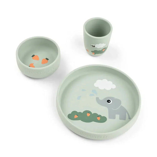 Done by Deer - Silikonski set za hranjenje Stick & Stay Elphee - Green - DBD1569823 Luxbaby