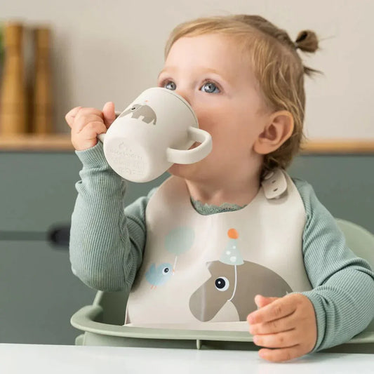 Done by Deer - Silikonski slinček Celebration - Sand - DBD1359539 Luxbaby