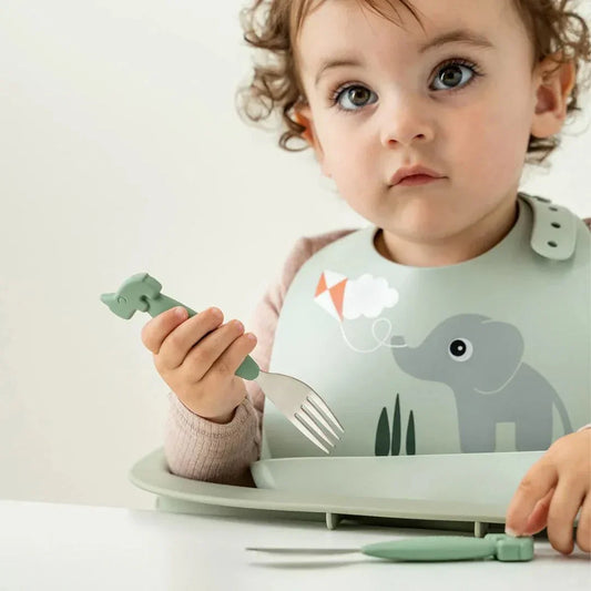 Done by Deer - Silikonski slinček Playground - Green - DBD1359523 Luxbaby