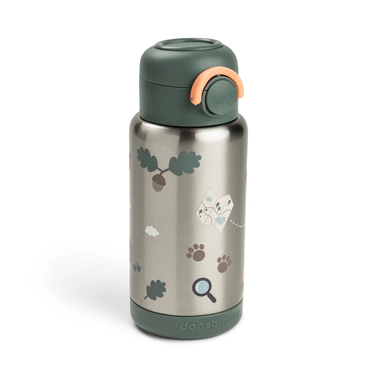 Done by Deer - Termo steklenička 340ml Tiny trails - Green