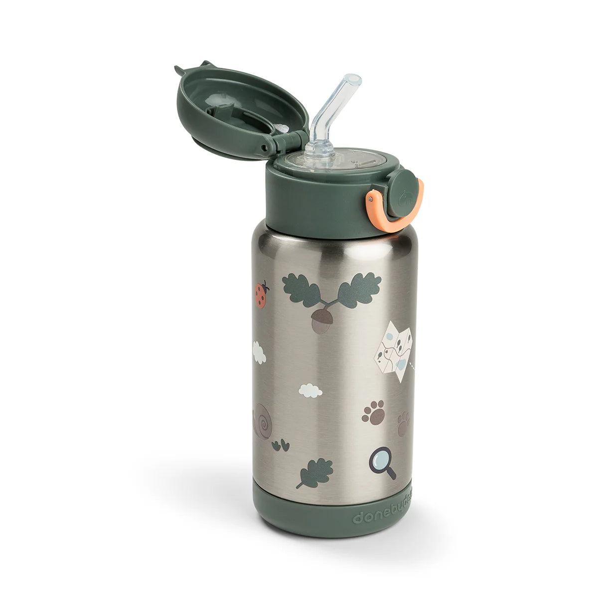 Done by Deer - Termo steklenička 340ml Tiny trails - Green