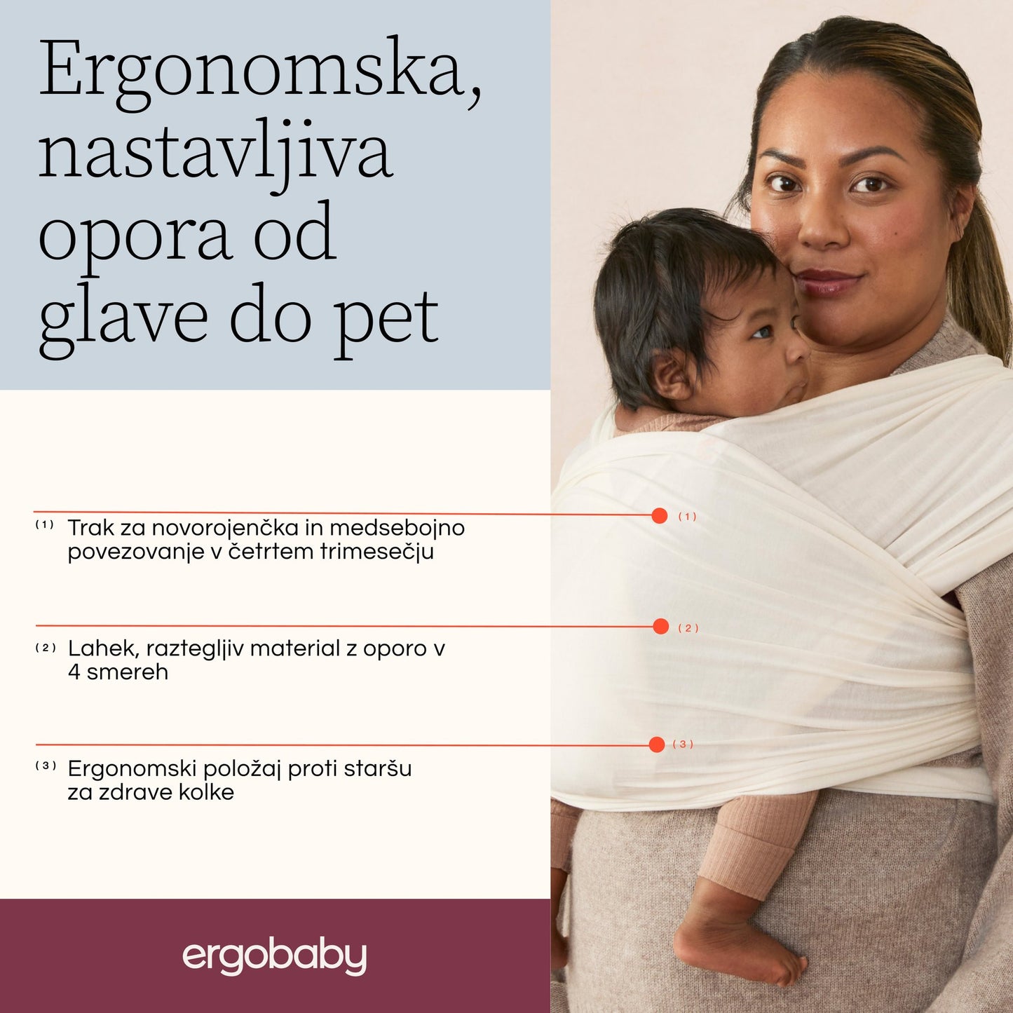 Ergobaby - Aura Wrap trak, Sustainable Knit - Grey Stripes