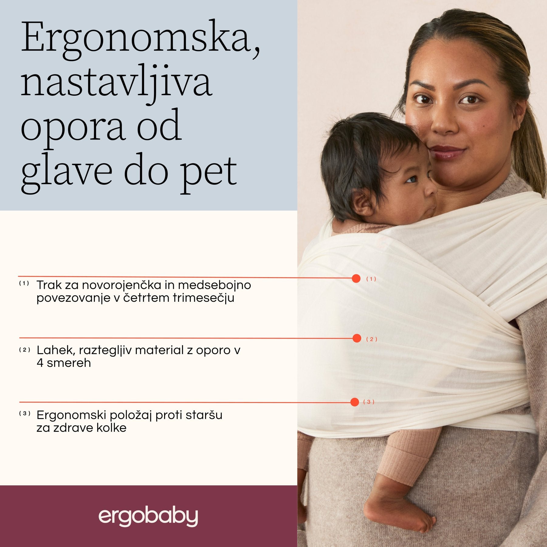 Ergobaby - Aura Wrap trak, Sustainable Knit - Grey Stripes