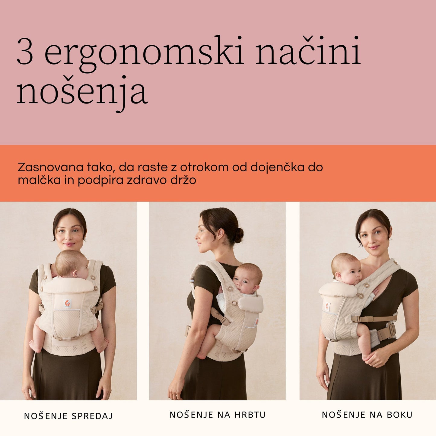 Ergobaby - Adapt Soft Flex Mesh nosilka - Pink Quartz