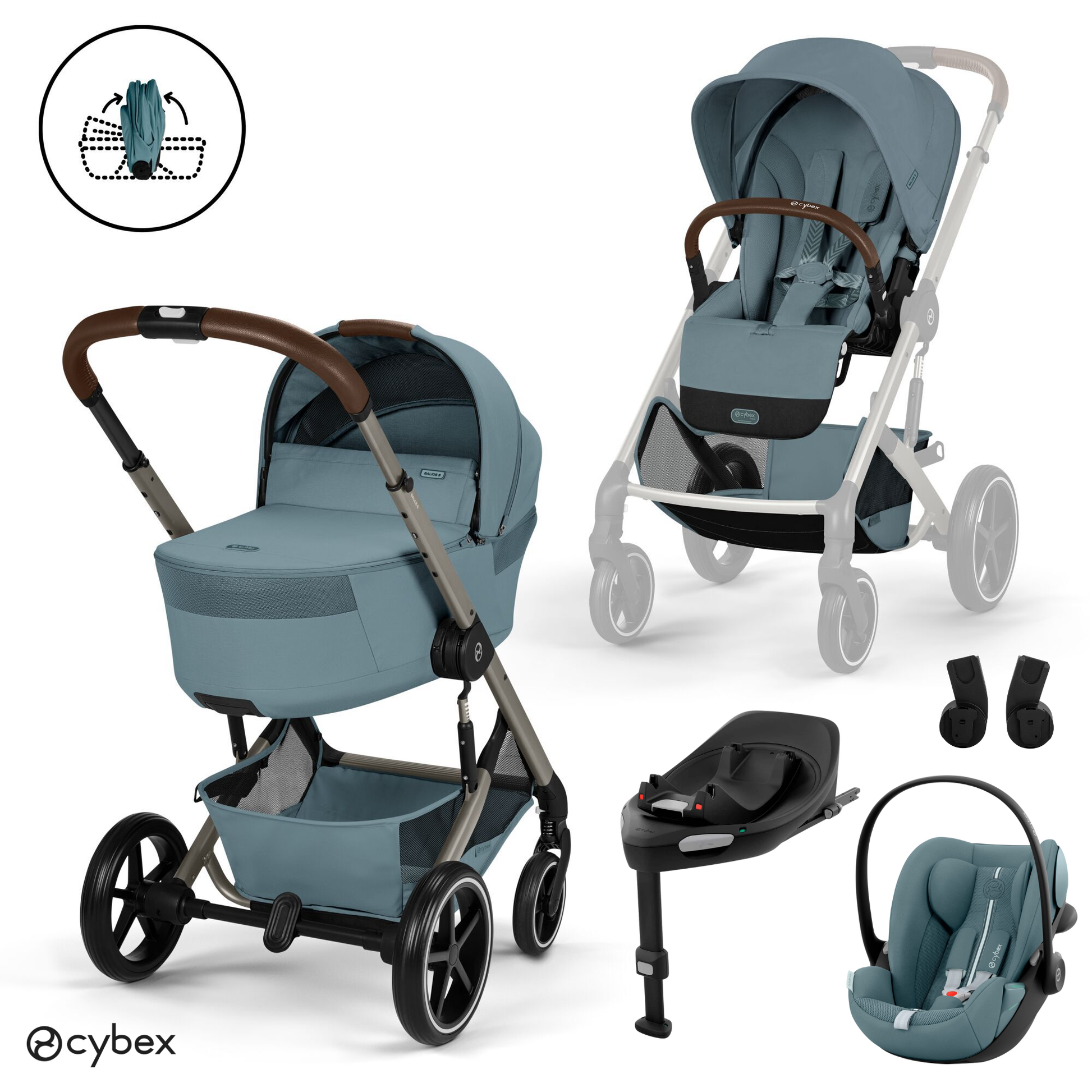 Cybex - Otroški voziček Balios S Lux z zložljivo košaro - Stormy Blue (4v1)