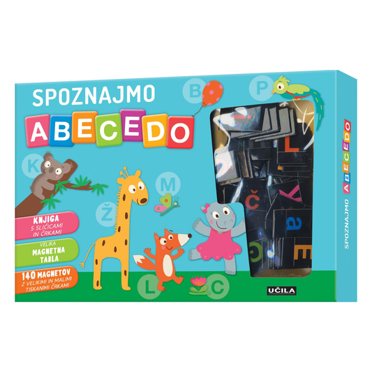 Učila - Knjiga z magnetki - Spoznajmo abecedo (140 kosov)