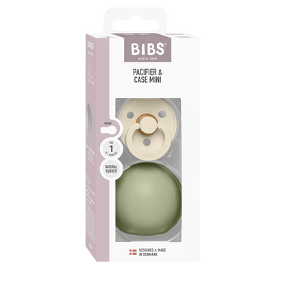 BIBS - Okrogla duda Colour in MINI škatlica za dudo - Ivory/Sage - Luxbaby