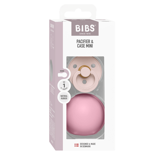 BIBS - Okrogla duda Colour in MINI škatlica za dudo - Petal/Pink - Luxbaby