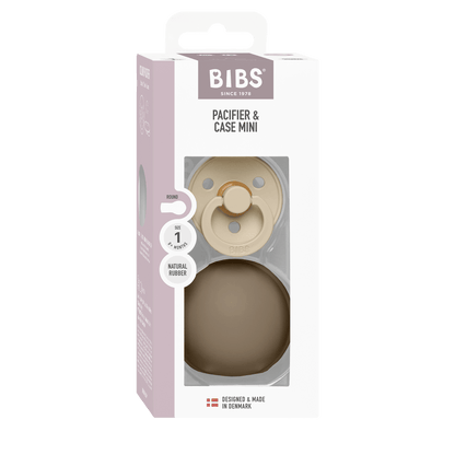 BIBS - Okrogla duda Colour in MINI škatlica za dudo - Vanilla/Oak - Luxbaby