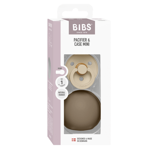 BIBS - Okrogla duda Colour in MINI škatlica za dudo - Vanilla/Oak - Luxbaby