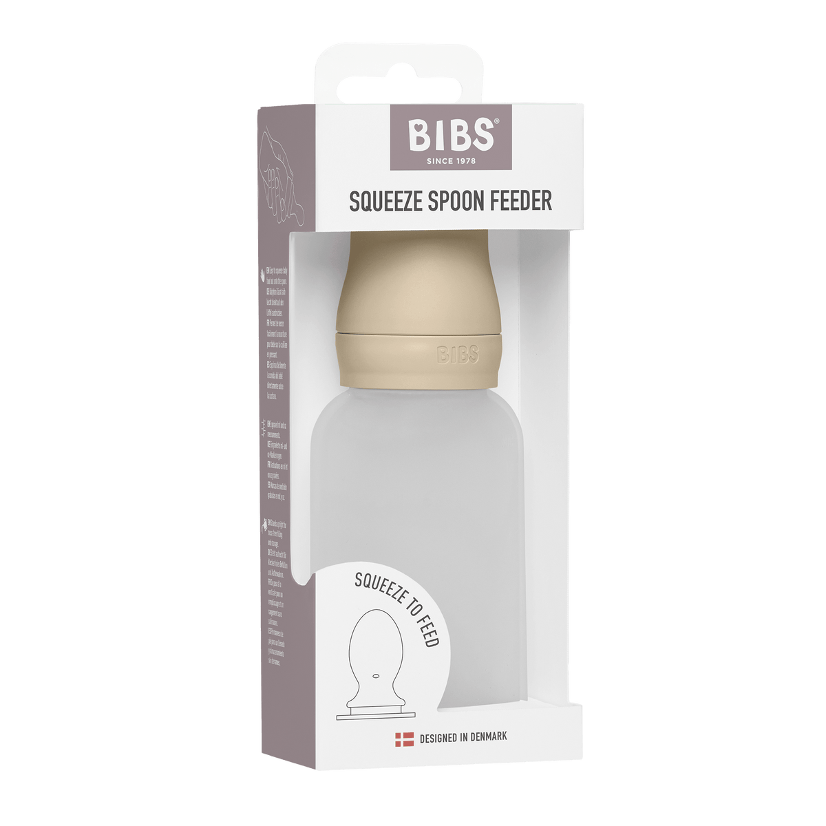BIBS - Stisljiva steklenička z žličko za hranjenje - Vanilla - Luxbaby