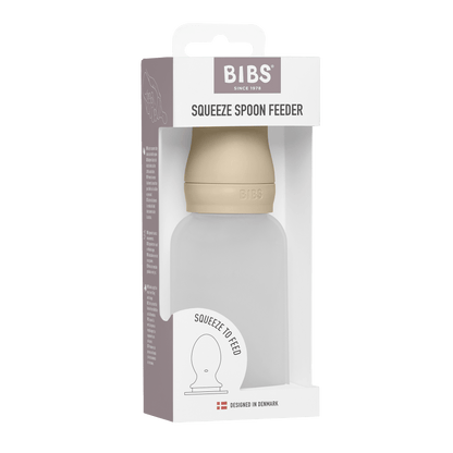 BIBS - Stisljiva steklenička z žličko za hranjenje - Vanilla - Luxbaby