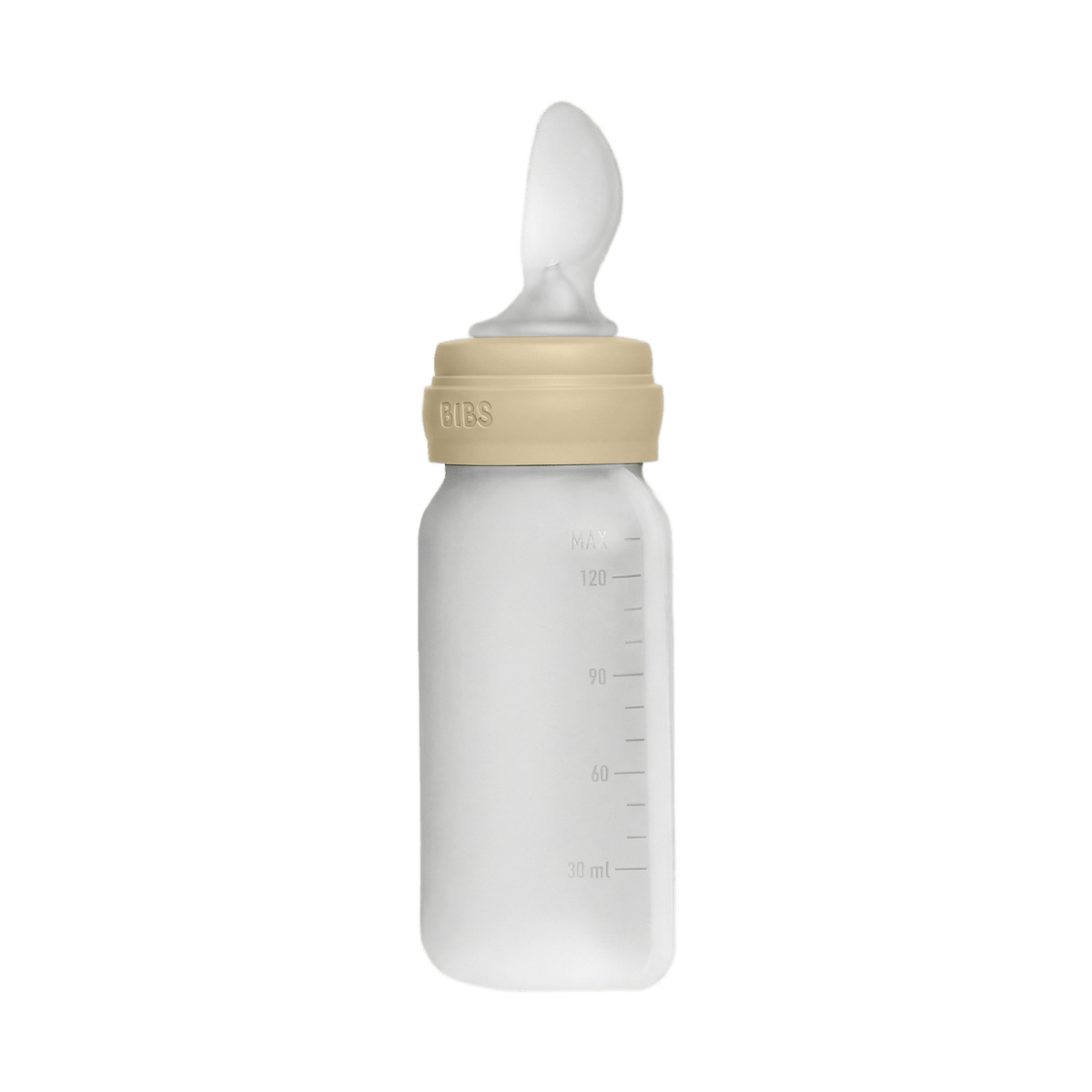 BIBS - Stisljiva steklenička z žličko za hranjenje - Vanilla - Luxbaby