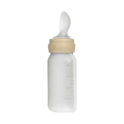 BIBS - Stisljiva steklenička z žličko za hranjenje - Vanilla - Luxbaby