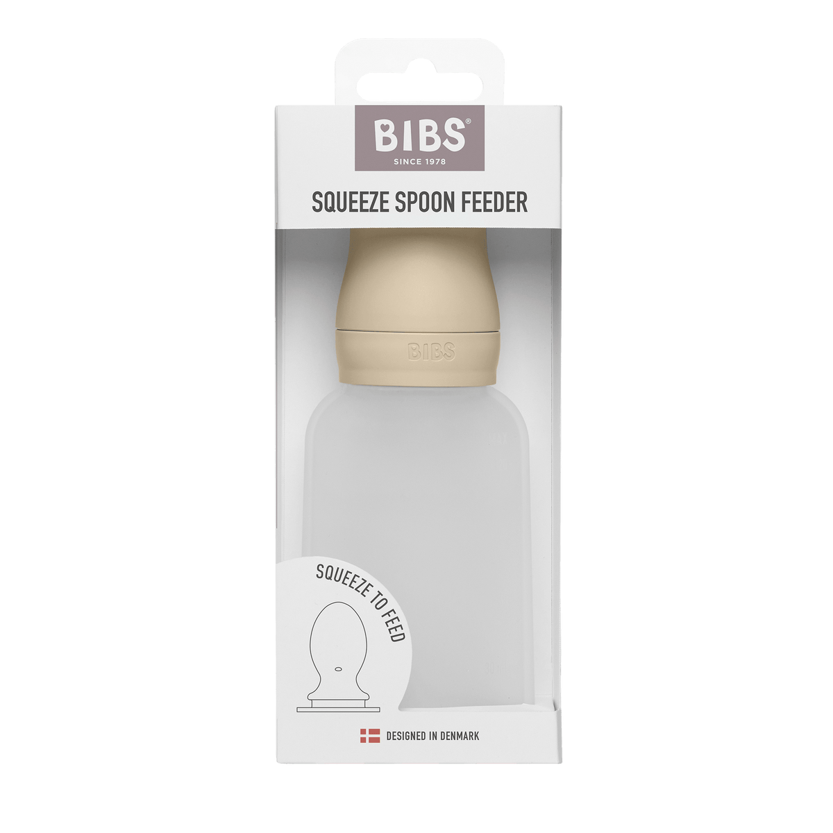 BIBS - Stisljiva steklenička z žličko za hranjenje - Vanilla - Luxbaby