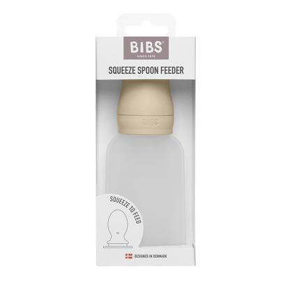 BIBS - Stisljiva steklenička z žličko za hranjenje - Vanilla - Luxbaby