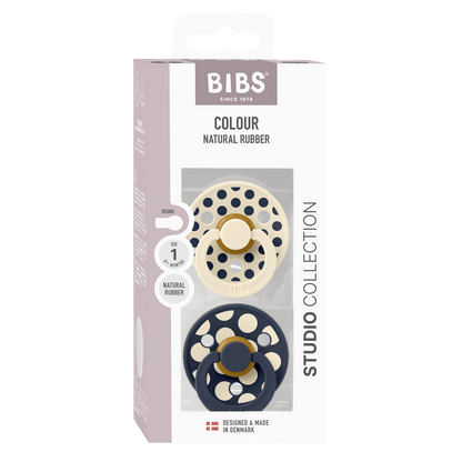BIBS Studio - Okrogla duda Colour, lateks - Polka Ivory/Deep Space - Luxbaby