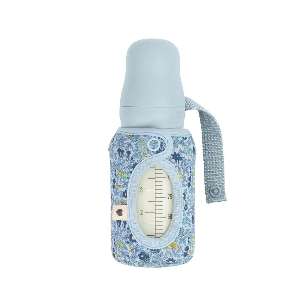 BIBS x Liberty - Ovitek za majhno otroško stekleno stekleničko - Chamomile Lawn Baby Blue 110ml