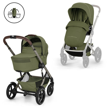 Cybex - Otroški voziček Talos S Lux z zložljivo košaro - Moss Green (2v1)