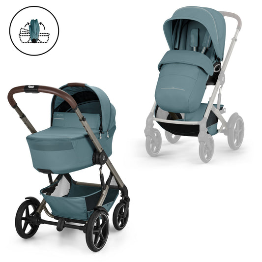 Cybex - Otroški voziček Talos S Lux z zložljivo košaro - Stormy Blue (2v1)
