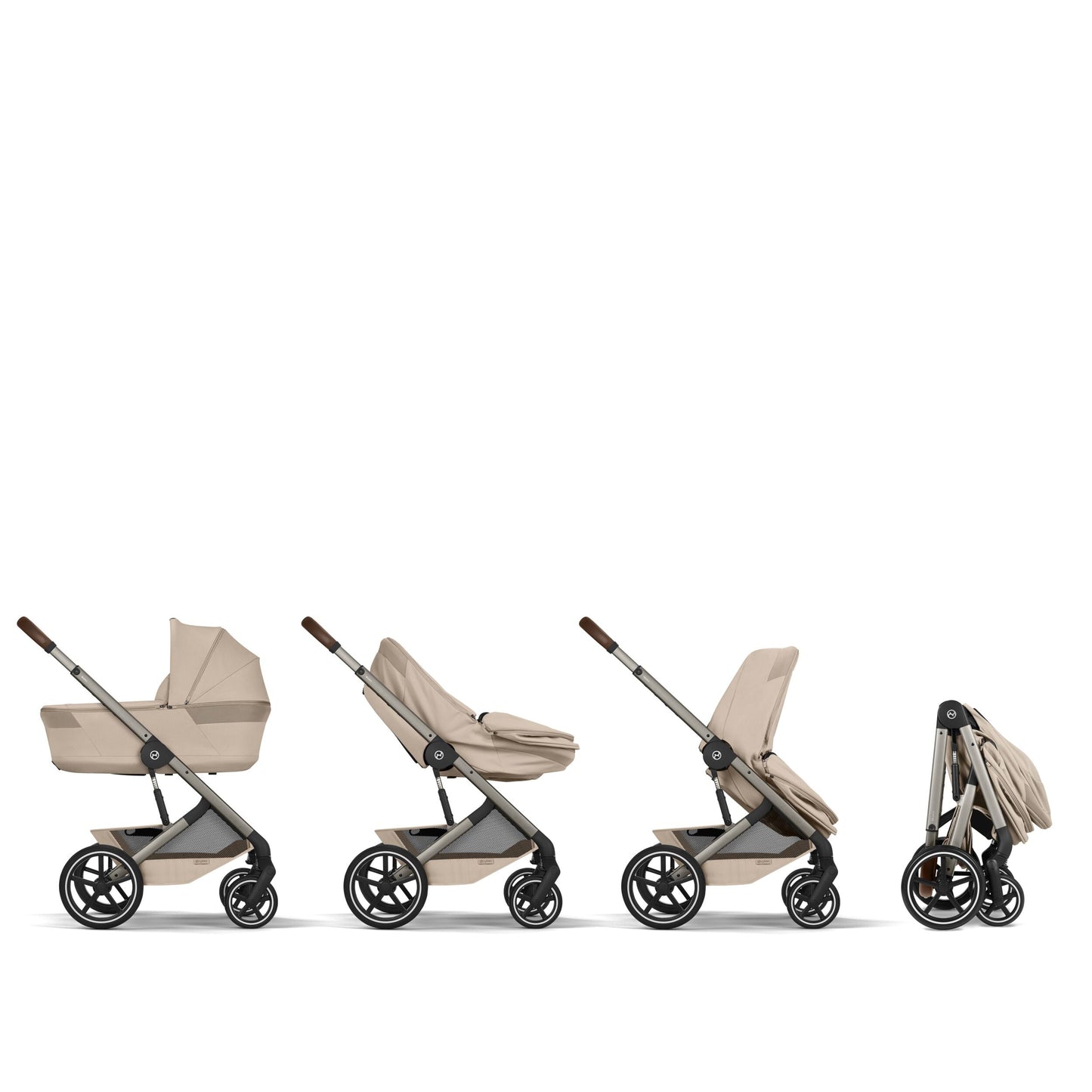 Cybex - Otroški voziček Balios S Lux z zložljivo košaro - Almond Beige (2v1)