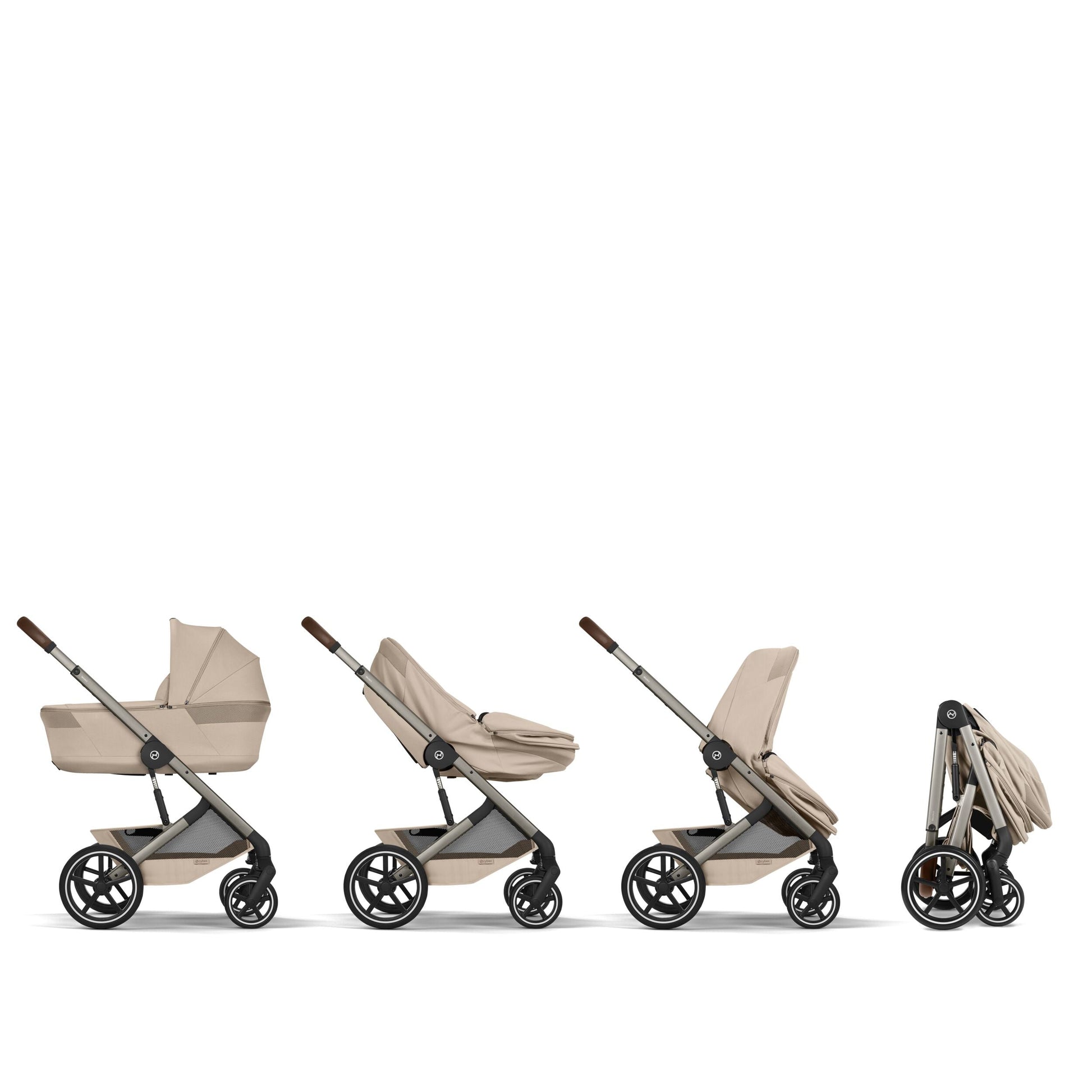 Cybex - Otroški voziček Balios S Lux z zložljivo košaro - Almond Beige (2v1)