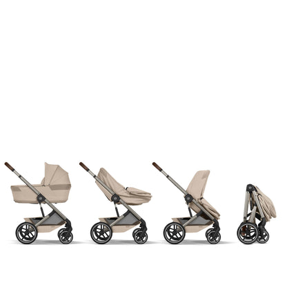 Cybex - Otroški voziček Balios S Lux z zložljivo košaro - Almond Beige (2v1)