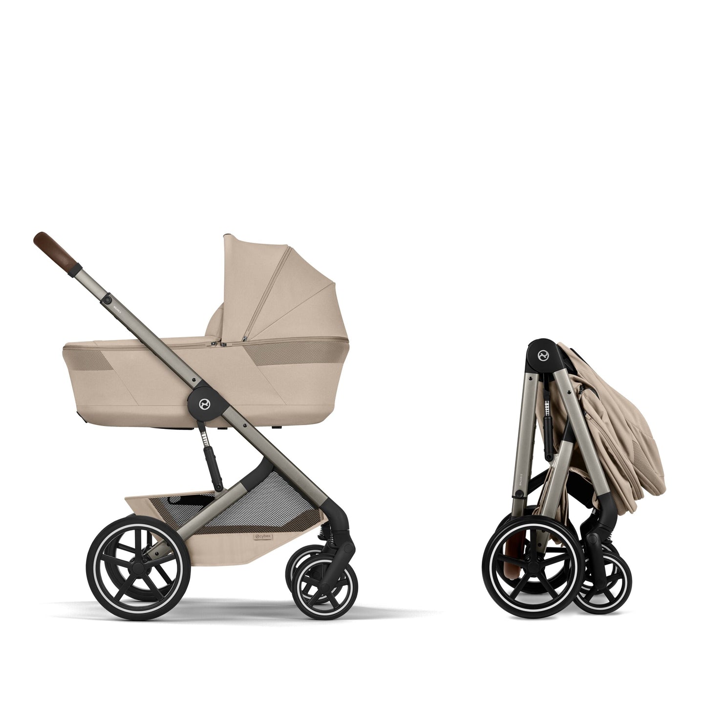 Cybex - Otroški voziček Balios S Lux z zložljivo košaro - Almond Beige (2v1)