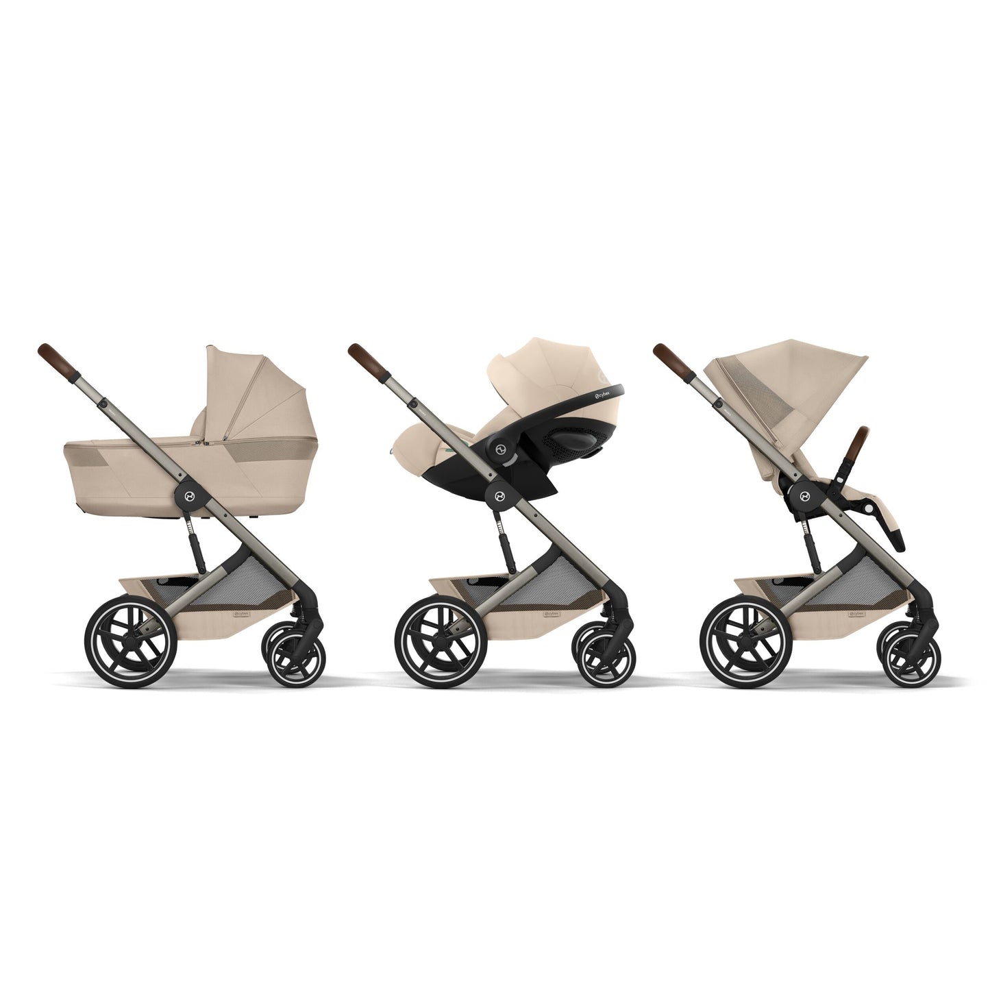 Cybex - Otroški voziček Balios S Lux z zložljivo košaro - Almond Beige (2v1)