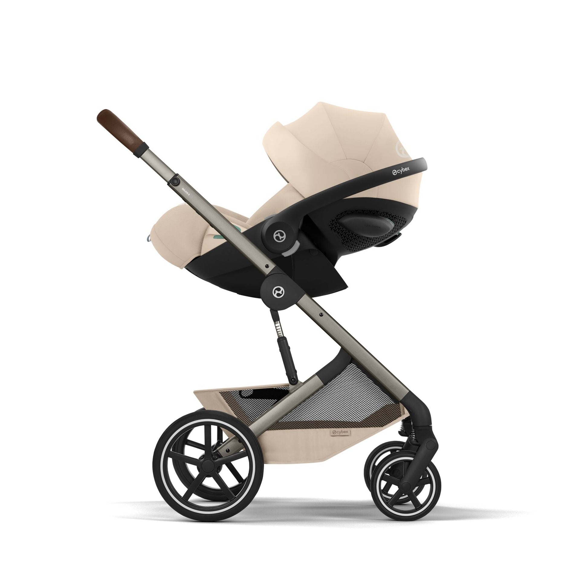 Cybex - Otroški voziček Balios S Lux z zložljivo košaro - Almond Beige (2v1)