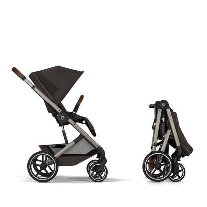Cybex - Otroški voziček Balios S Lux z zložljivo košaro - Chocolate Brown (2v1)