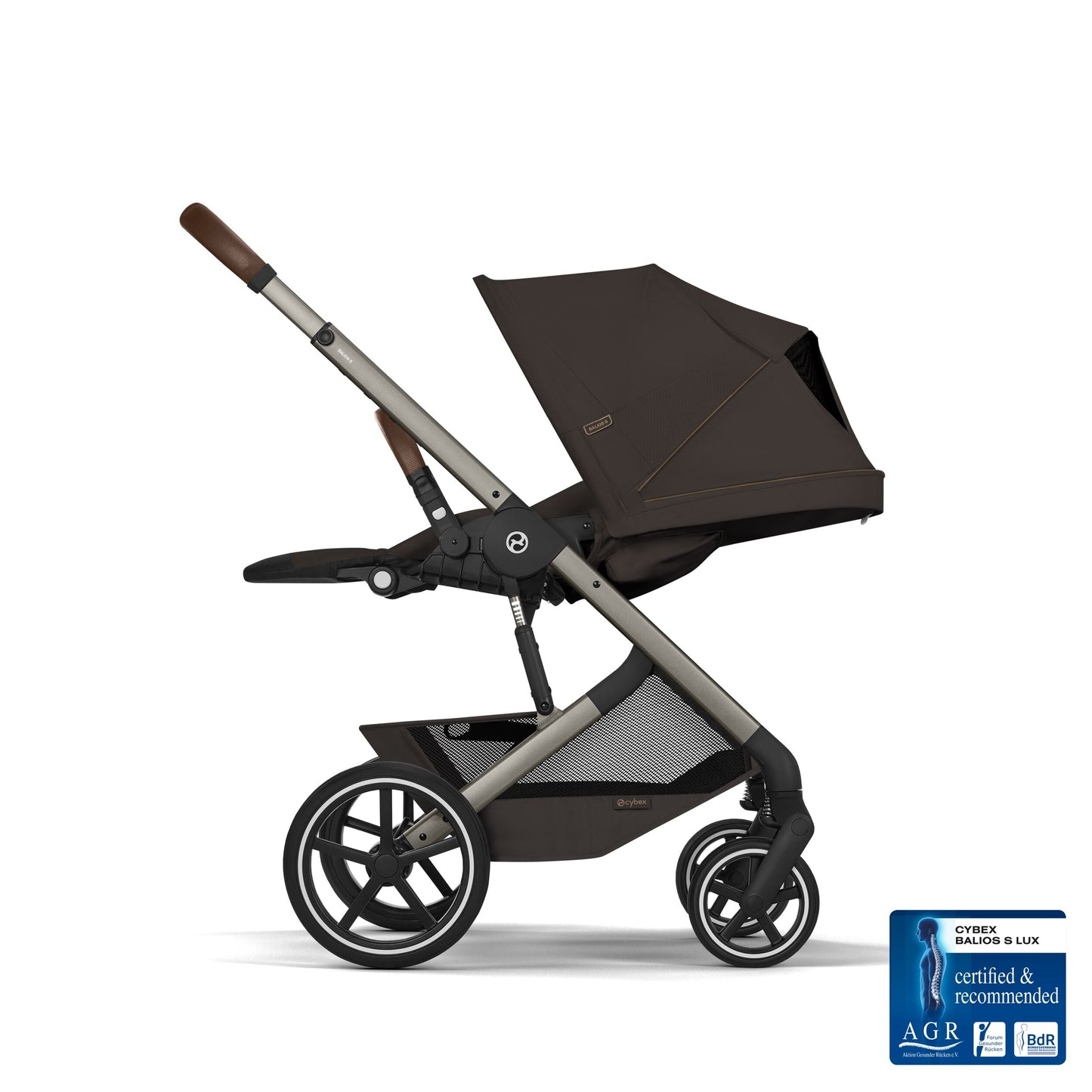Cybex - Otroški voziček Balios S Lux z zložljivo košaro - Chocolate Brown (2v1)