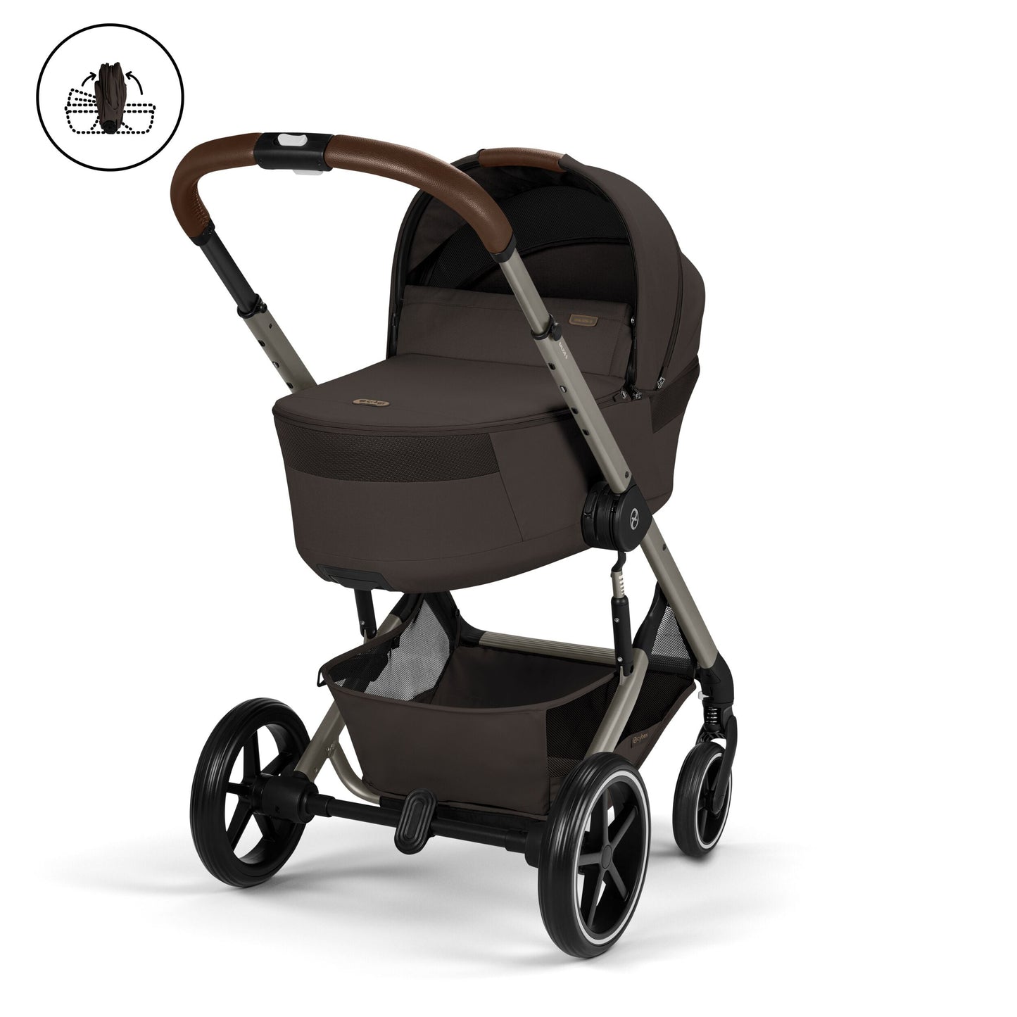 Cybex - Otroški voziček Balios S Lux z zložljivo košaro - Chocolate Brown (2v1)