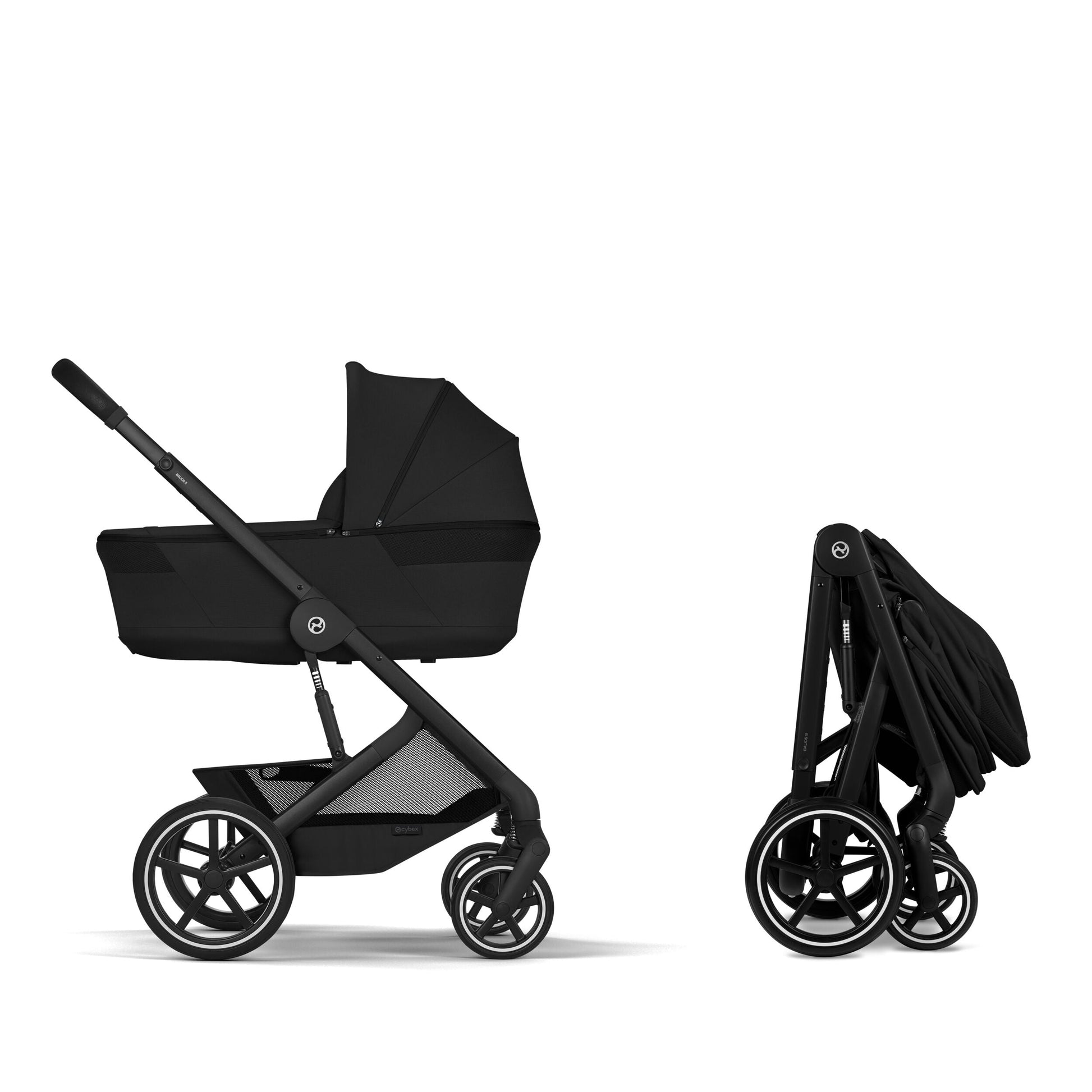 Cybex - Otroški voziček Balios S Lux z zložljivo košaro - Moon Black (2v1)