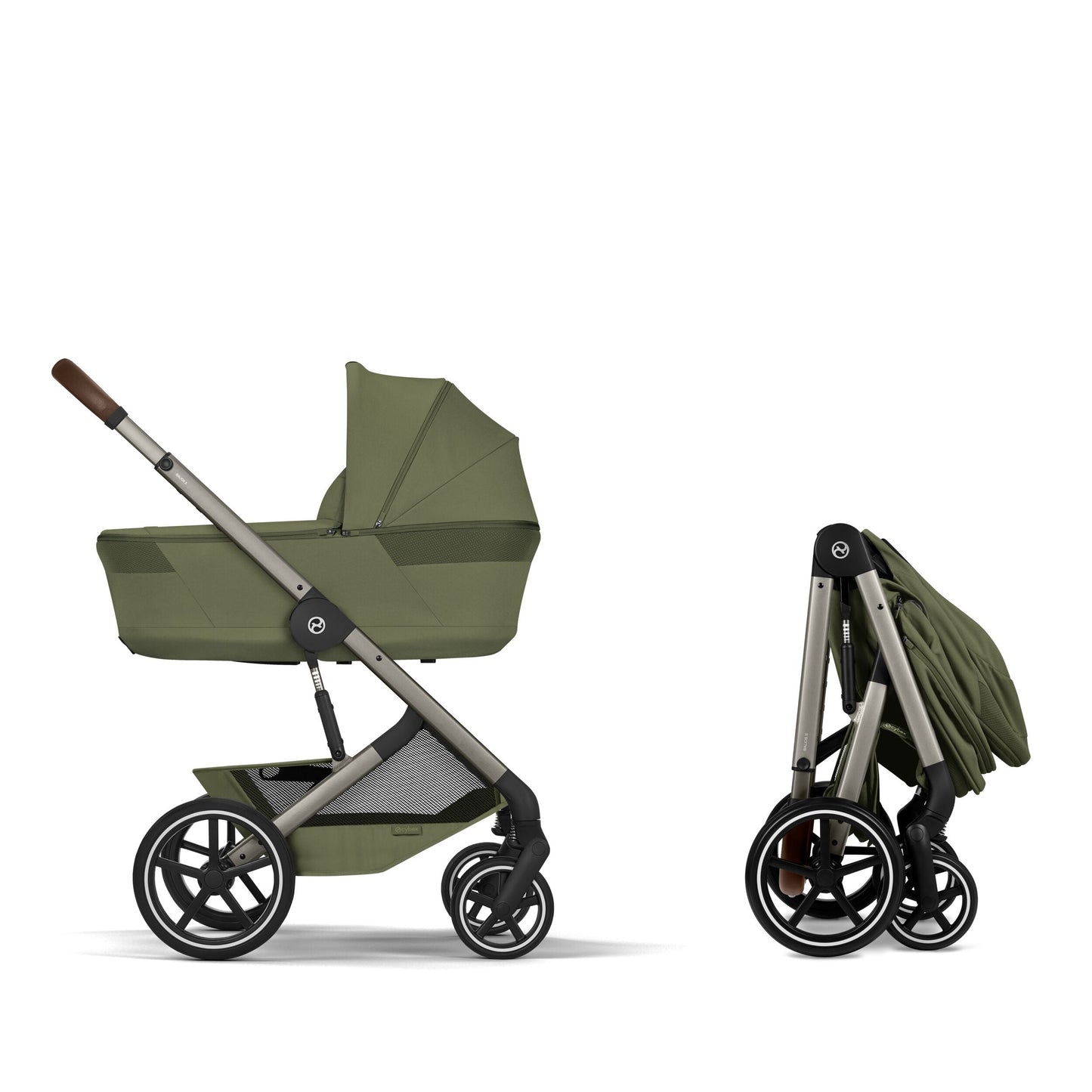 Cybex - Otroški voziček Balios S Lux z zložljivo košaro - Moss Green (2v1)