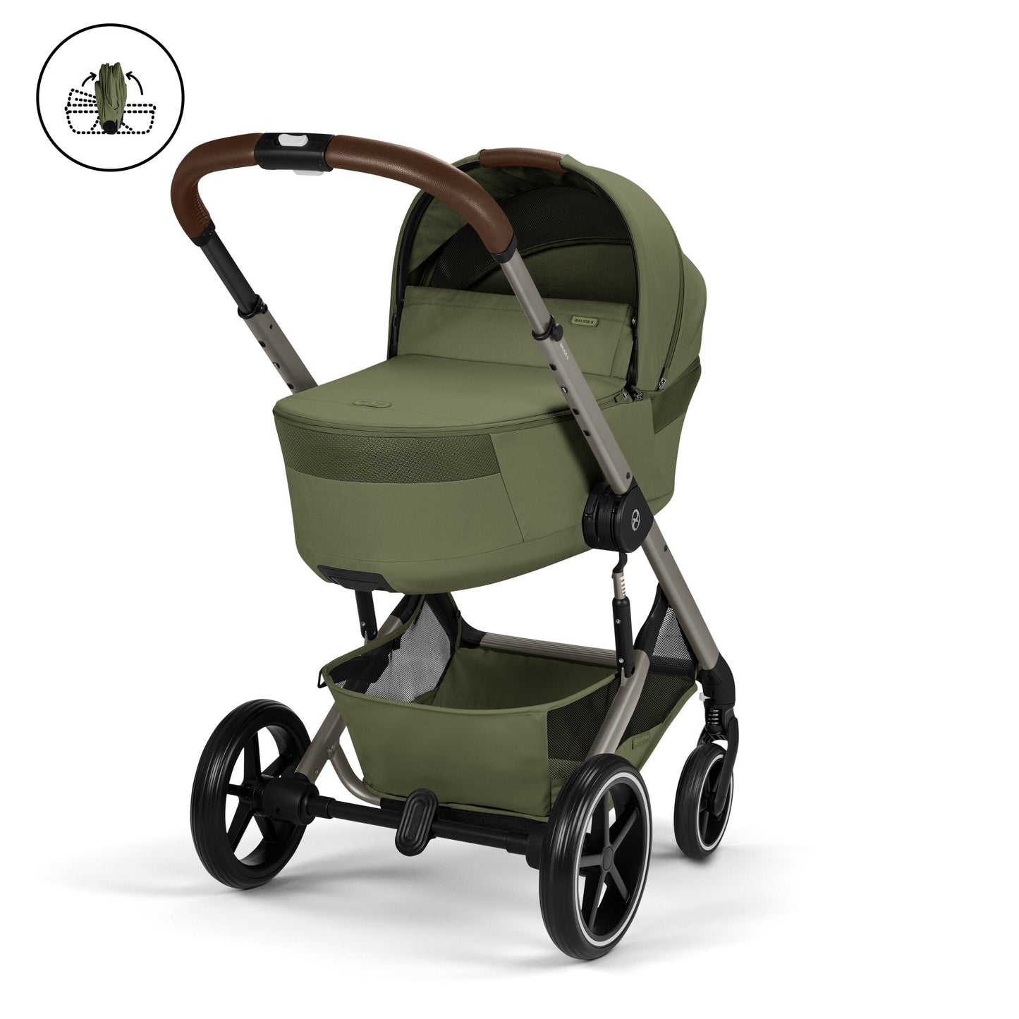 Cybex - Otroški voziček Balios S Lux z zložljivo košaro - Moss Green (2v1)