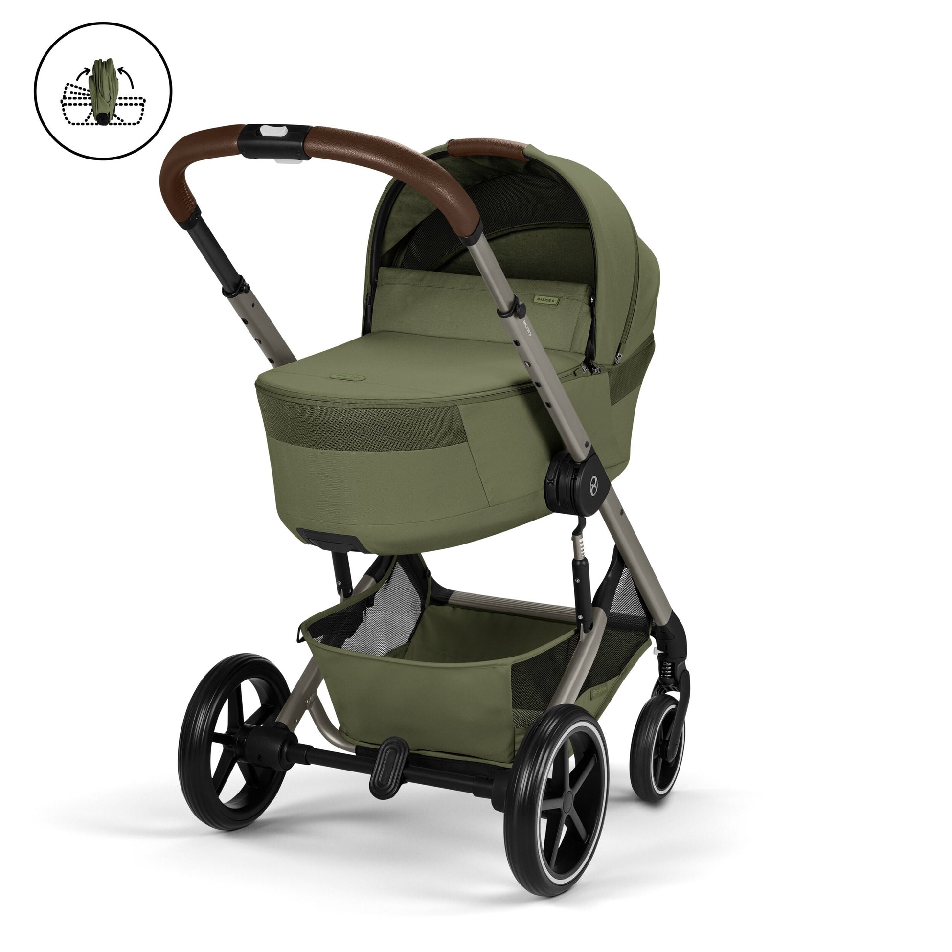 Cybex - Otroški voziček Balios S Lux z zložljivo košaro - Moss Green (2v1)