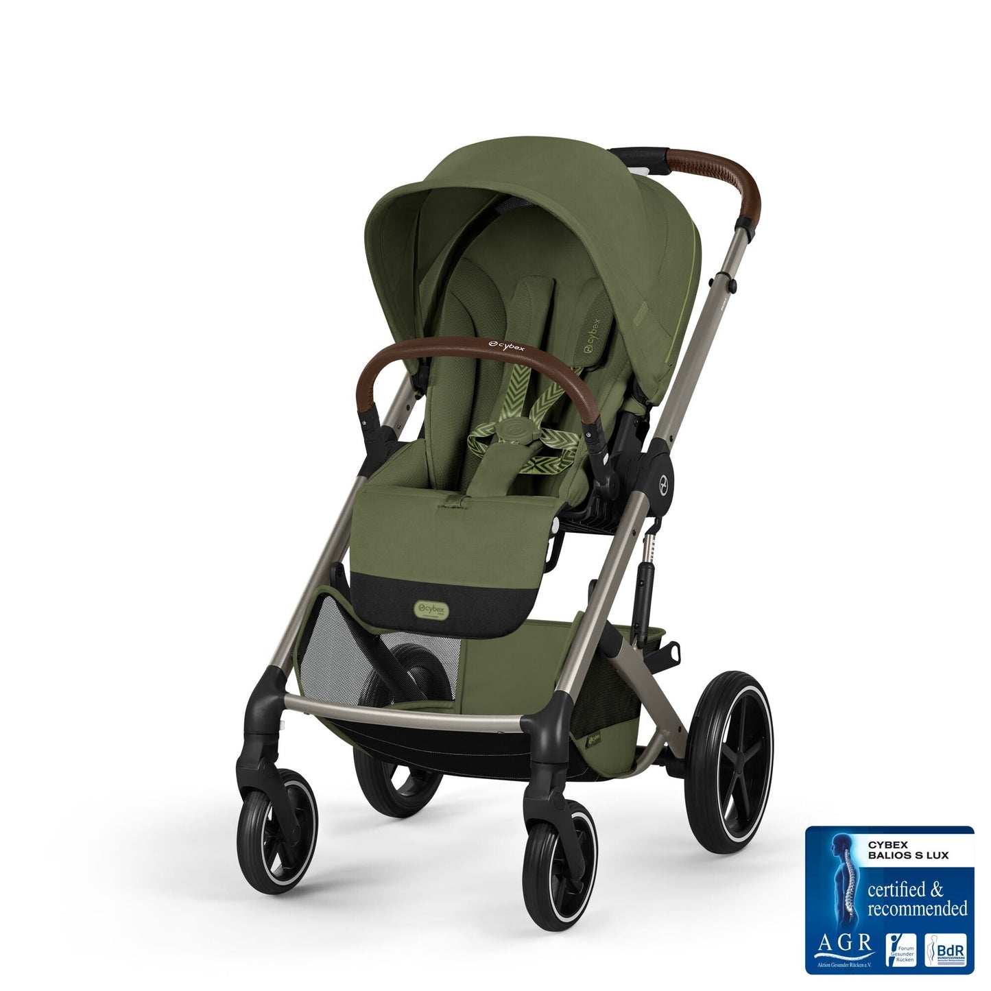 Cybex - Otroški voziček Balios S Lux z zložljivo košaro - Moss Green (2v1)