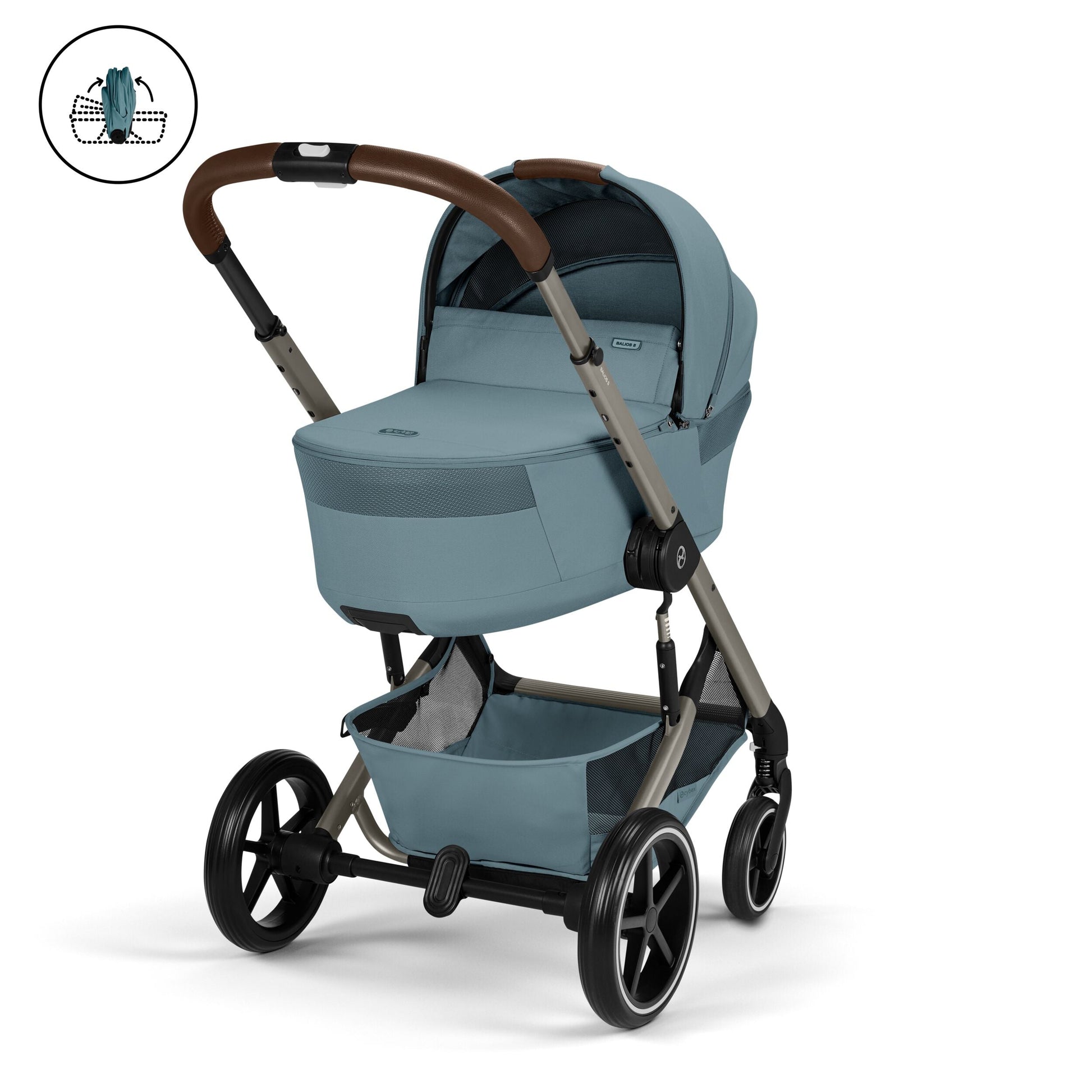 Cybex - Otroški voziček Balios S Lux z zložljivo košaro - Stormy Blue (2v1)
