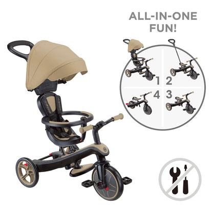 Globber - Otroški tricikel Explorer 4v1 - Bež