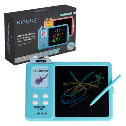 Free2Play - Interaktivna LCD tablica s karticami 2 v 1 - Modra