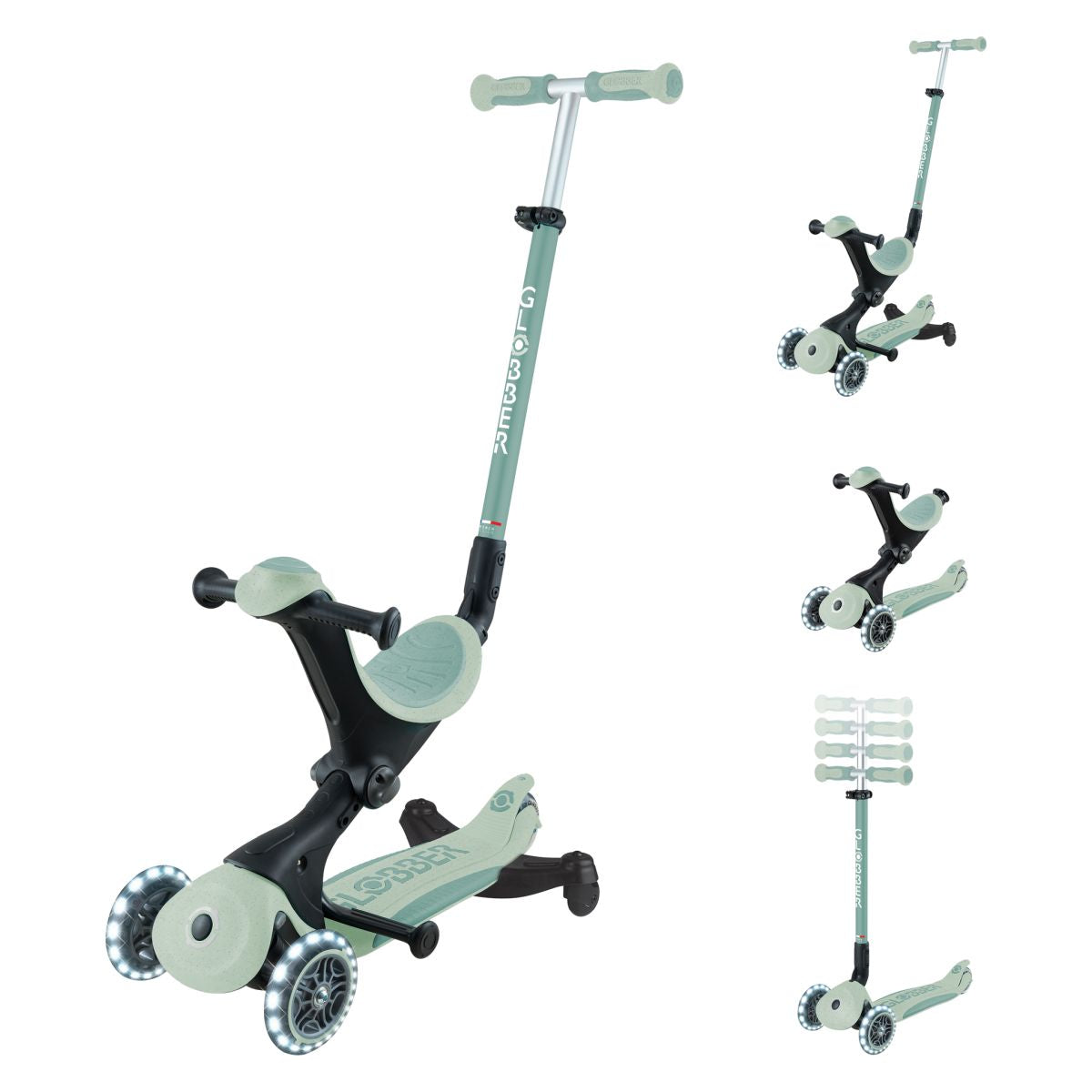 Globber - Skiro GO UP Deluxe 360°, zložljiv, svetleča kolesa - Pistacija