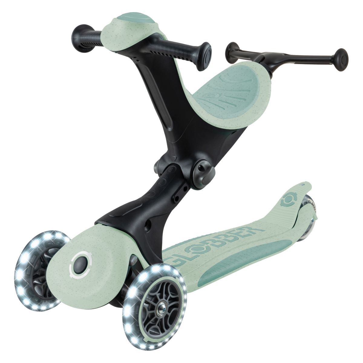 Globber - Skiro GO UP Deluxe 360°, zložljiv, svetleča kolesa - Pistacija