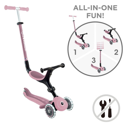 Globber - Skiro GO UP Active ECO Lights, zložljiv, svetleča kolesa - Roza