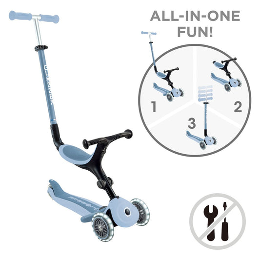 Globber - Skiro GO UP Active ECO Lights, zložljiv, svetleča kolesa - Moder